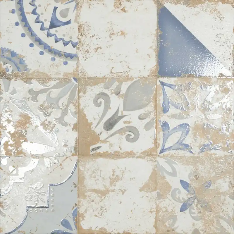 Dlažba El Molino Memory 7 azul struktura lesk rektifikovaná 58x58 Korting