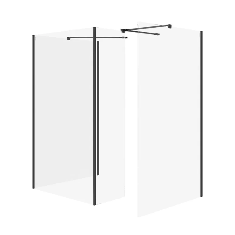 Goedkoop Sprchový kout Cersanit Mille 90x90x90x30x200 walk-in pevná stěna černý set B807, S601-194