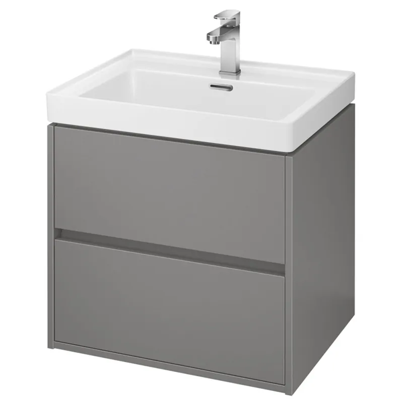 Weekendaanbieding Nábytkový set Cersanit Crea 60, skříňka 60 pod umyvadlo šedá, umyvadlo Crea 60 nábytkové bílé