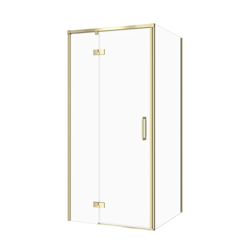 Gereduceerde Prijs Sprchový kout Cersanit Larga 90x90x195 čtvercový zlatý matný s panty levý, set C273, S601-466