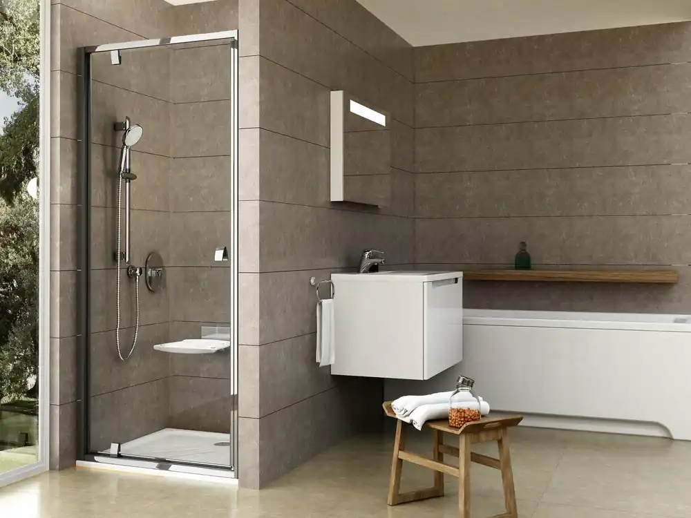 Sprchový kout Ravak Pivot PDOP1/PPS/PPS 90x90 třístěnný, lesk/transparent Populair