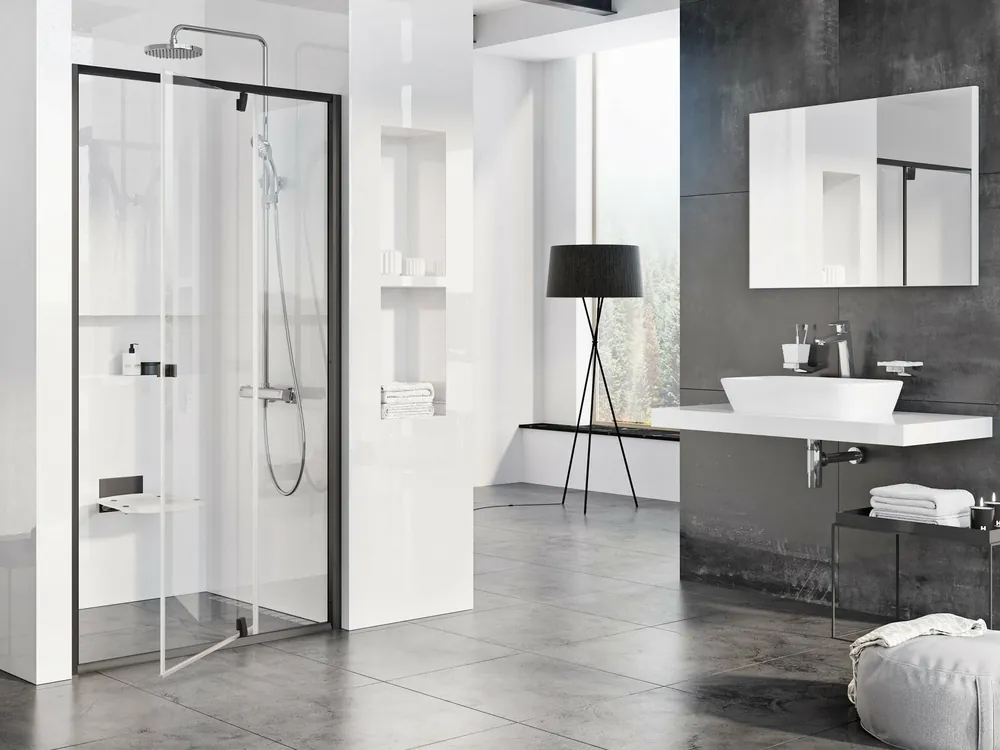 Bestseller Sprchový kout Ravak Pivot PDOP2/PPS/PPS 120x80 třístěnný, černá/transparent