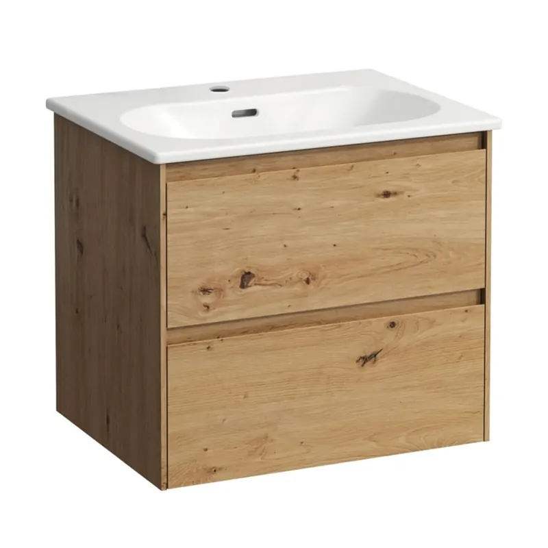 Lua umyvadlo 60 slim se skříňkou Lani 60 se 2 zásuvkami divoký dub H8600832671041 Shop Nu
