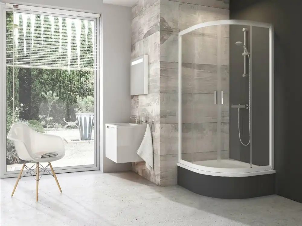 Sprchový kout Ravak Blix BLCP4 Sabina 90x90 čtyřdílný čtvrtkruhový snížený, bílá/transparent, 3B270140Z1 Goedkoop