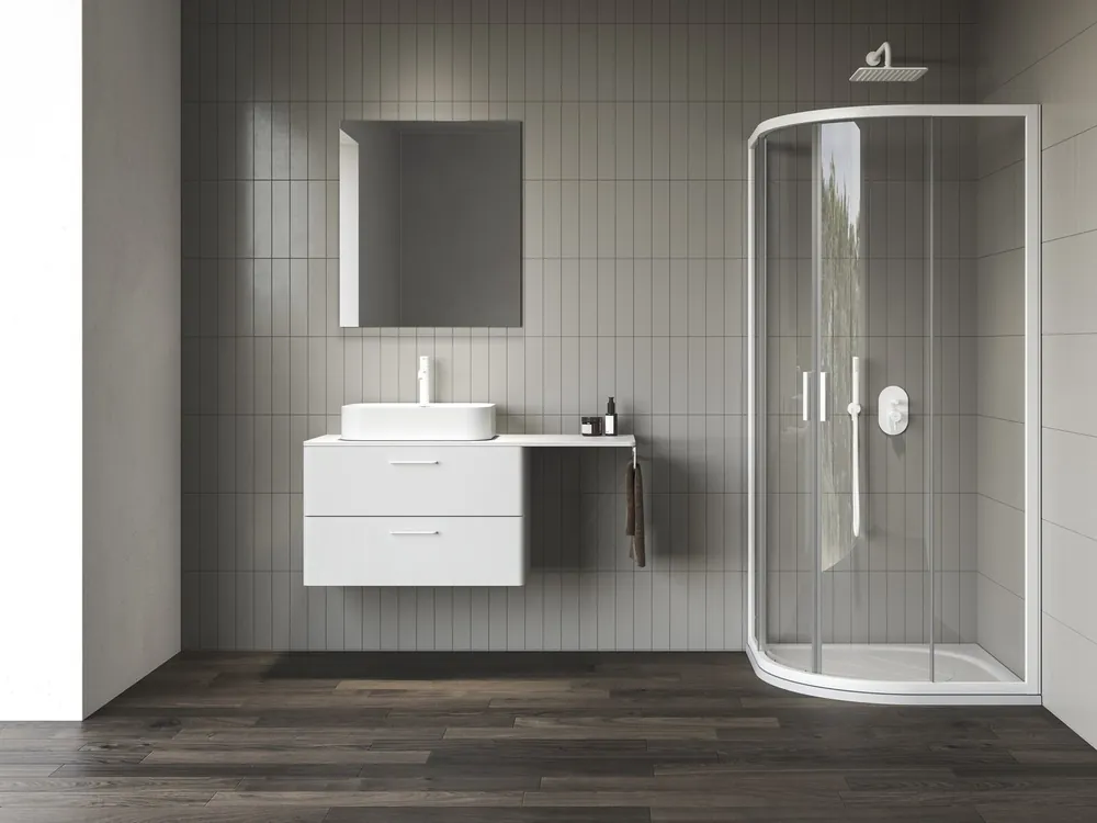 Exclusieve Aanbieding Sprchový kout Ravak Blix II NBLCP4 90 čtvrtkruhový čtyřdílný, bílý mat/transparent, 3BM70E00Z1