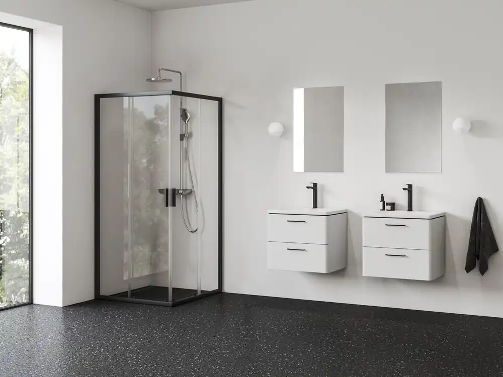 Shop Nu Sprchový kout Ravak Blix II NBLRV2 90 rohový čtyřdílný, černý/transparent, 1LM70300Z1