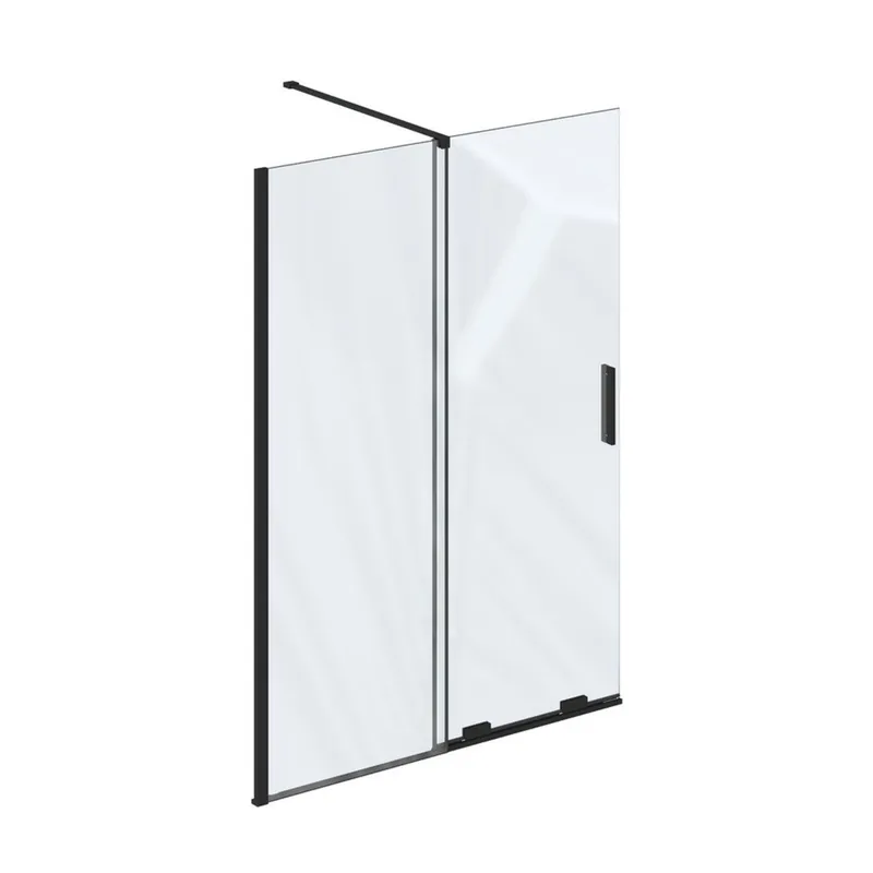Sprchový kout Ravak Roll 140 Walk-In, černá/transparent, X9WVM0300Z1 Uitverkoop