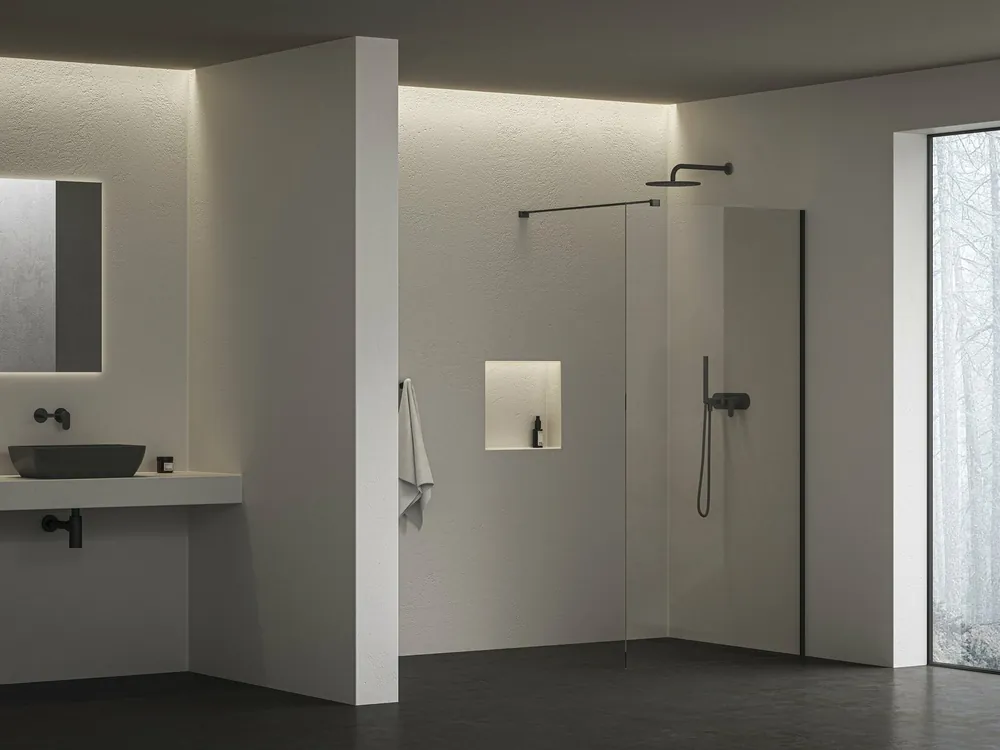 Sprchový kout Ravak Walk-In Air Wall Set 110, černá/transparent, GW9WD0300Z1C Uitverkoop