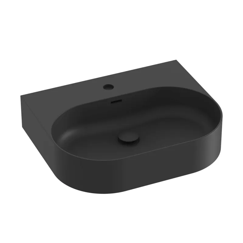 Superprijs Umyvadlo Ravak Ceramic Slim Wall 55 O keramické na zeď, desku nebo skříňku tenkostěnné, s přepadem, černé mat, XJX0D155003