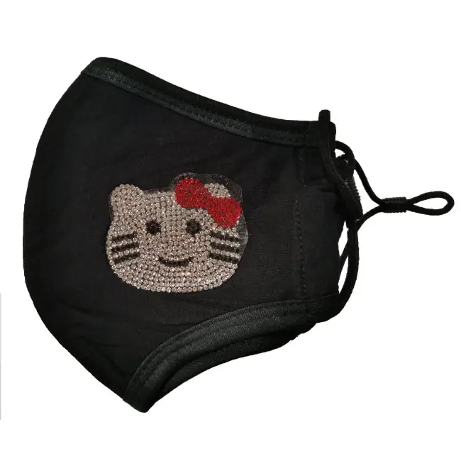 Beperkte Voorraad Bavlněná Rouška černá - kitty 1 ks