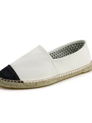 Espadrilky textilní boty Fancy - bílé s černou špičkou Exclusieve Akce