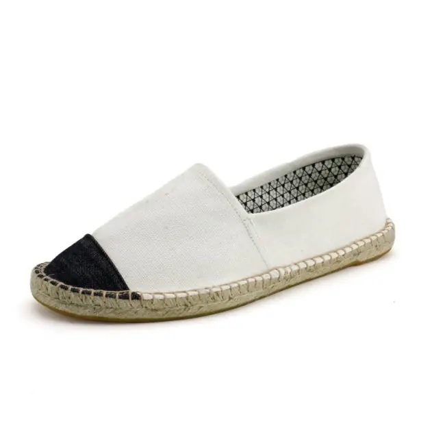 Sleva Espadrilky textilní boty Fancy - bílé s černou špičkou - Velikost 36