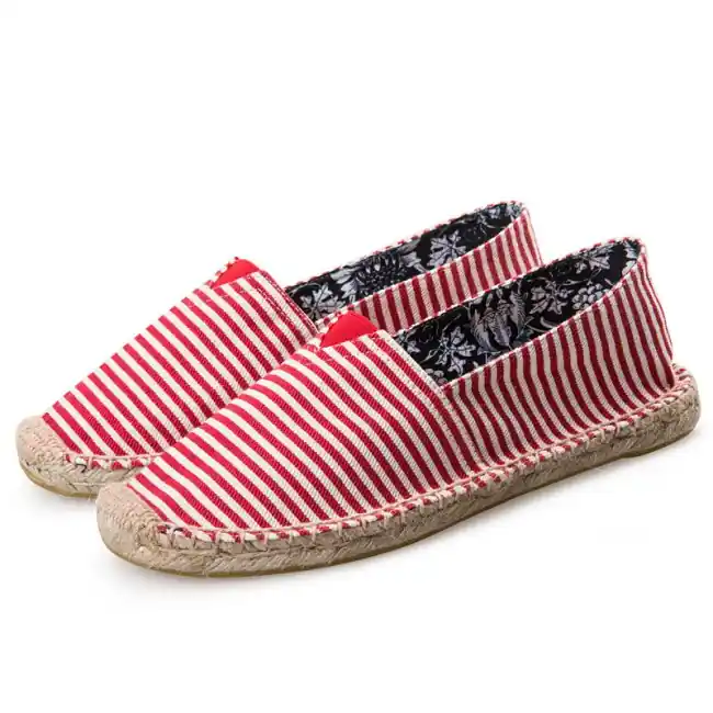 Snelle Levering Espadrilky textilní boty Stripes - červeno bílá - Velikost 36