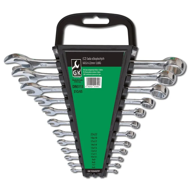 GK TOOLS Sada očkoplochých klíčů, chrom 12 dílů 6-22 mm, plastový držák Lage Prijs