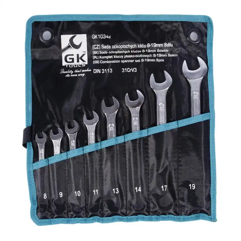 Populair GK TOOLS Sada očkoplochých klíčů, chrom 8 dílů 8-19 mm, textilní obal
