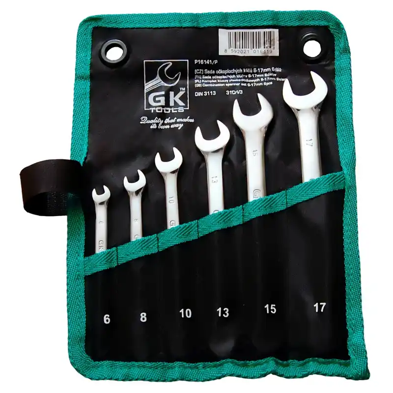 GK TOOLS Sada očkoplochých klíčů, matné 6-17 mm, 6 dílů, textilní obal Betaalbaar