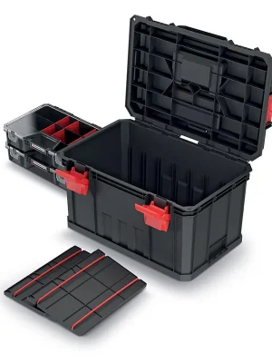Actieprijs Kufr na nářadí s 2 přepážkami a organizéry MODULAR SOLUTION 530x355x310 mm - barva černá