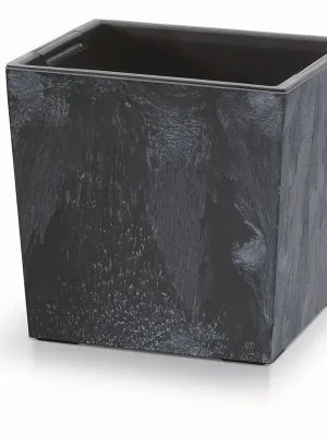 Actieprijs Květináč URBI SQUARE LOW BETON EFFECT s vkladem 24 cm - barva antracit