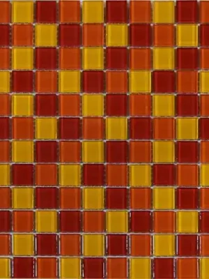 Mozaika ASHS202 skleněná červená žlutá oranžová 29,7x29,7cm sklo Finale Výprodej