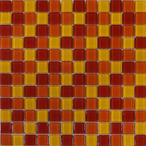 Mozaika ASHS202 skleněná červená žlutá oranžová 29,7x29,7cm sklo Finale Výprodej
