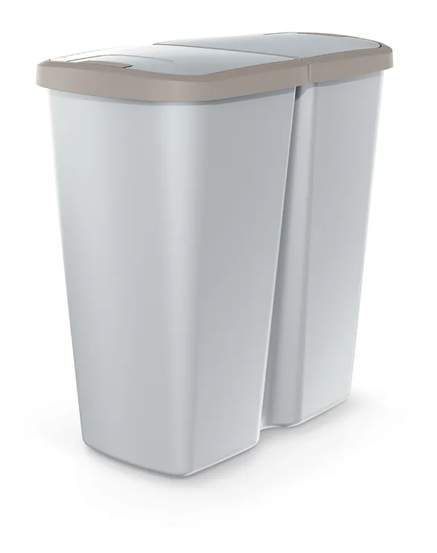 Odpadkový koš COMPACTA Q DUO - objem 45l, barva popelavě šedá se světle hnědým víkem Superprijs