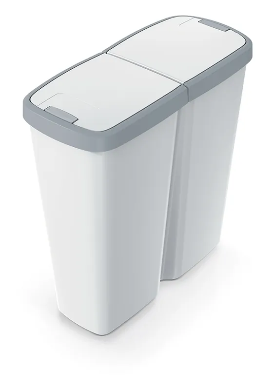 Odpadkový koš COMPACTA Q DUO - objem 50 l, barva popelavě šedá se světle šedým víkem Voordeelprijs