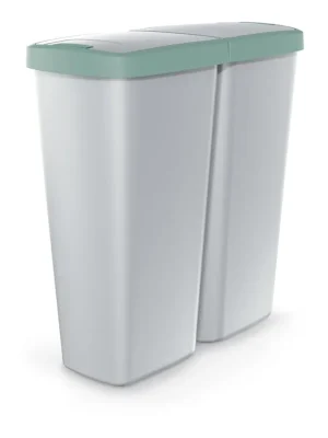 Aanbieding Odpadkový koš COMPACTA Q DUO -objem 50 l, barva popelavě šedá se světle zelným víkem