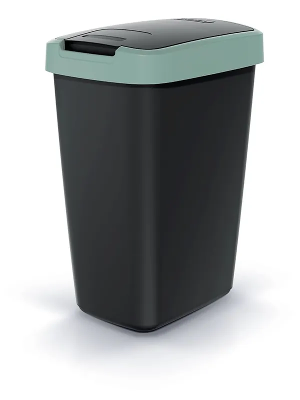 Odpadkový koš COMPACTA Q FLAP - objem 12 l, barva černá se světle zeleným víkem Nu Kopen
