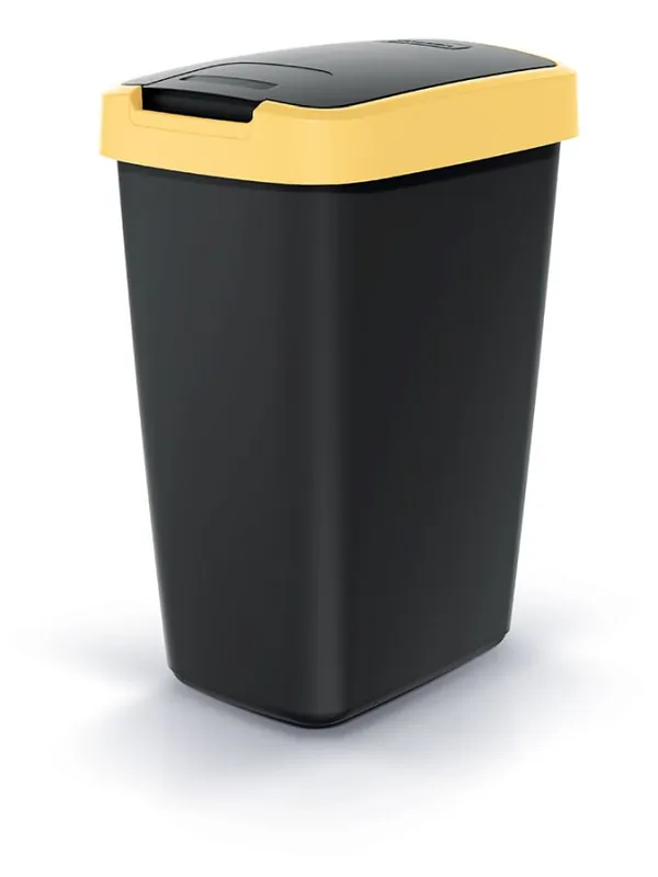 Beperkt Aanbod Odpadkový koš COMPACTA Q FLAP - objem 12 l, barva černá se světle žlutým víkem