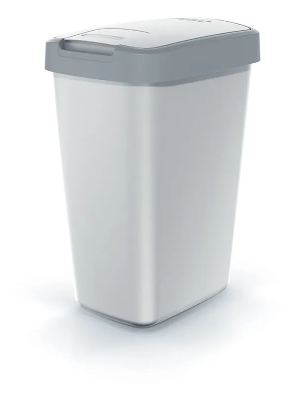 Odpadkový koš COMPACTA Q FLAP - objem 12 l, barva popelavě šedá se světle šedým víkem Koopje