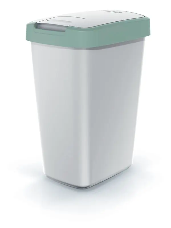 Odpadkový koš COMPACTA Q FLAP - objem 12 l, barva popelavě šedá se světle zeleným víkem Beperkt Aanbod