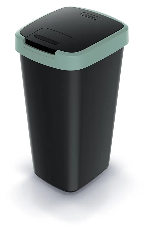 Odpadkový koš COMPACTA Q FLAP - objem 25 l, barva černá se světle zeleným víkem Aanbieding