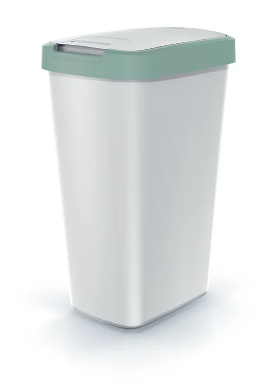 Hete Deal Odpadkový koš COMPACTA Q FLAP - objem 45 l, barva popelavě šedá se světle zeleným víkem