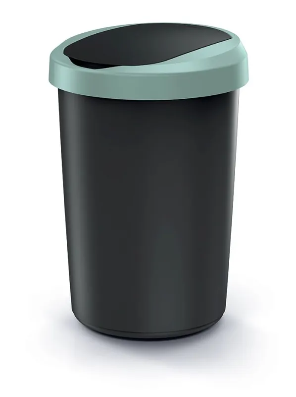 Fabrieksprijs Odpadkový koš COMPACTA R FLAP - objem 40 l, barva recykl. černá s světle zeleným víkem