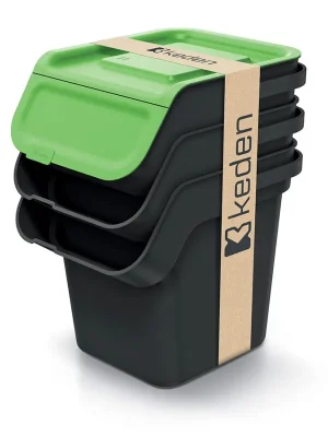 Alleen Vandaag Odpadkový koš KADDI Q SET s filtrem - objem 3x20 l, barva recyklovaná černá