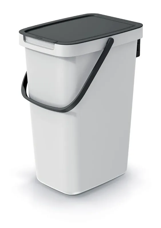 Lage Kosten Odpadkový koš SYSTEMA Q COLLECT - objem 12 l, barva popelavě šedá s černým víkem