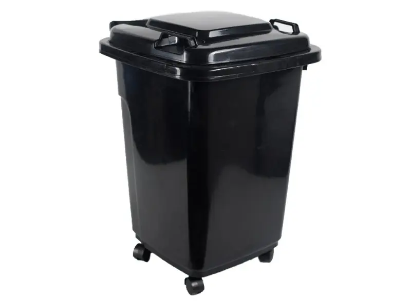 Popelnice D50WB 50L černá plastová s kolečky Levný