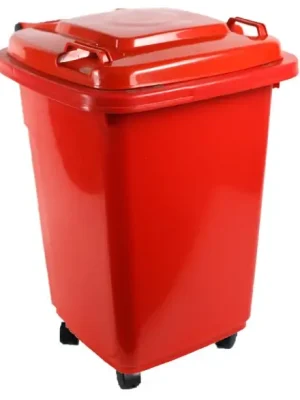 Popelnice D50WR 50L červená plastová s kolečky Nízká Cena