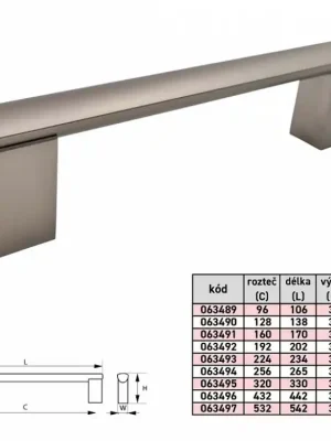 Značkový PORTA úchytka 532/542 mm Ni-broušený