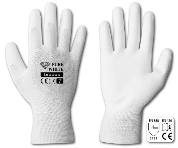 Rukavice pracovní Pure White (PU) vel.9 Ihned K Objednání
