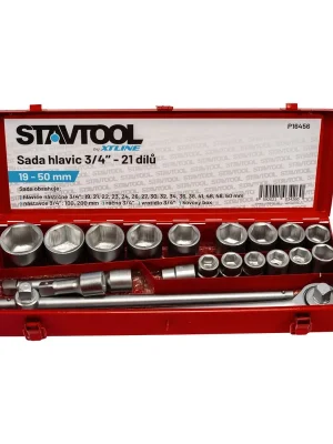 Cenově Výhodný STAVTOOL Sada hlavic 3/4" 21 dílů 19-50 mm, kovový box