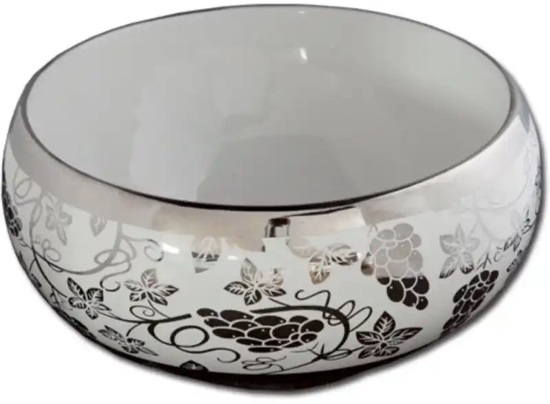 Umyvadlo na desku PROSECCO kulaté, chromový dekor - 31x31x15,5cm Speciale Akce