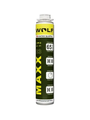Bezpečná Platba WOLF Pistolová pěna MAXX 65l nízkoexpanzní celoroční 850 ml