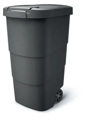 Zahradní nádoba s kolečky WHEELER - objem 90 l, barva antracit s recykl. černým víkem Bestel Nu
