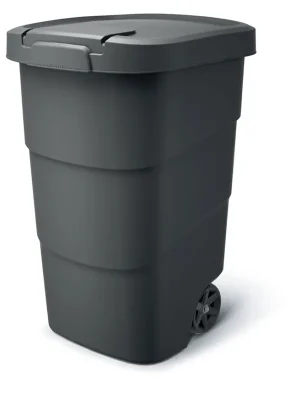 Zahradní nádoba s kolečky WHEELER - objem 95 l, barva antracit s recykl. černým víkem Betaalbaar
