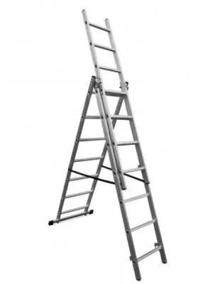 Žebřík KME307 3x7 hliníkový, 3-dílný, výsuvný Premium