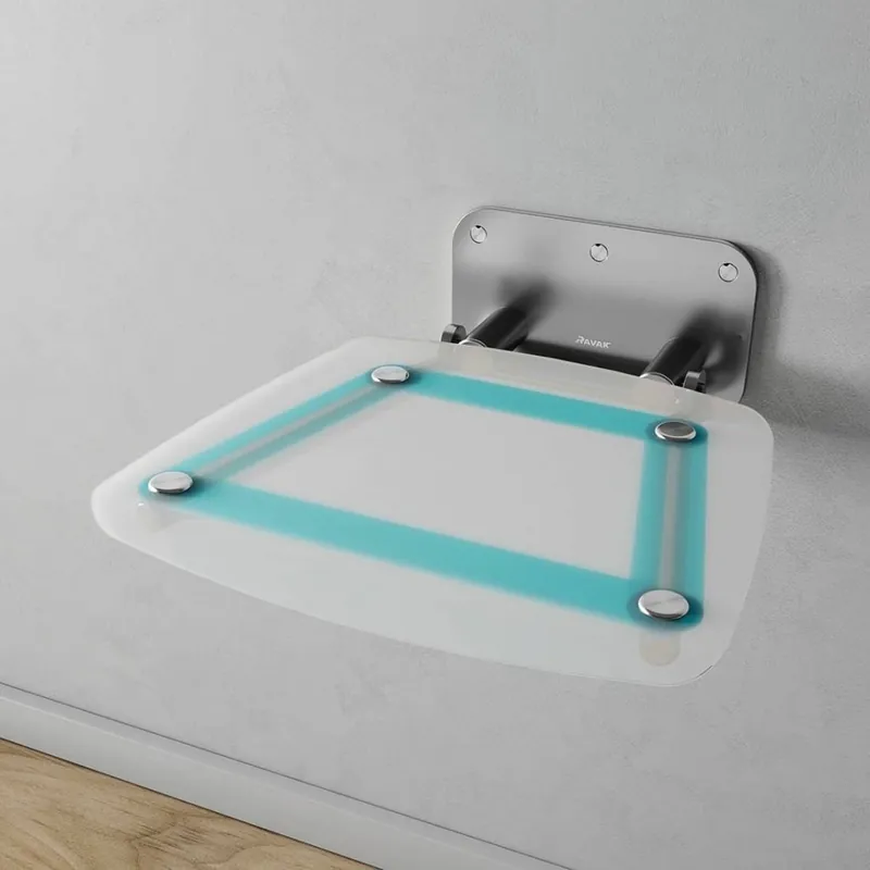 Bestel Nu Sprchové sedátko Ravak OVO B Decor II Blueline, nerez/průsvitně bílá