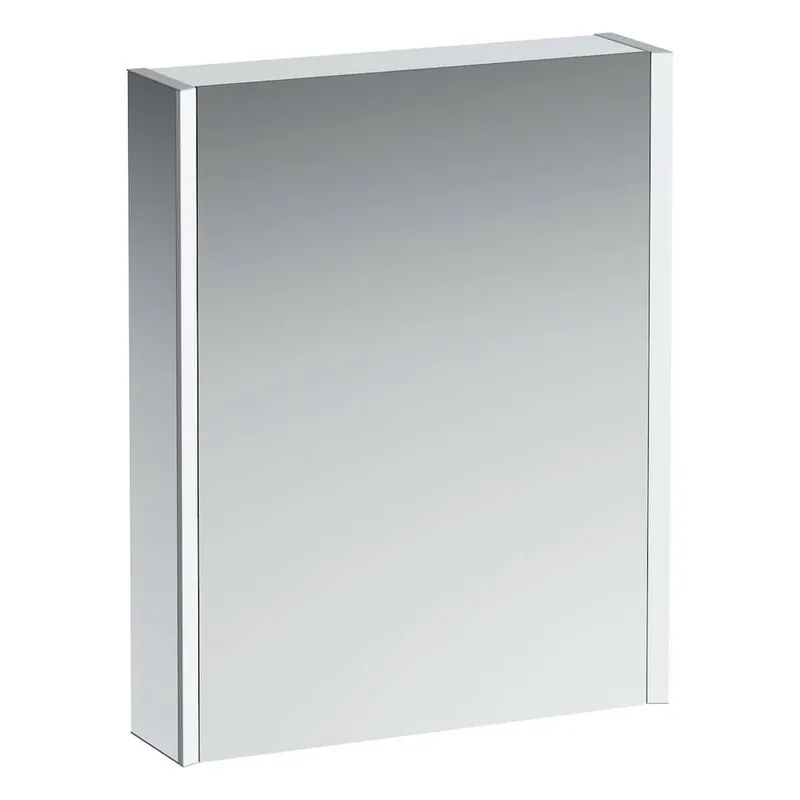 Zrcadlová skříňka 60x75x15 cm Laufen FRAME 25, osvětlení LED, dvířka vlevo, hliník, bílá Meest Verkocht