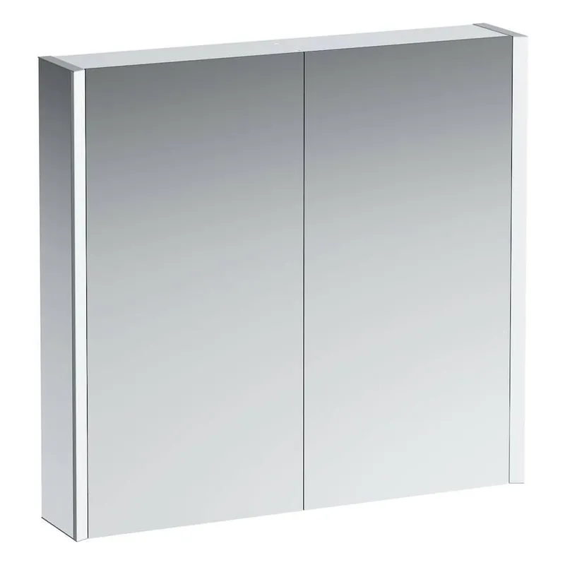 Zrcadlová skříňka 80x75x15 cm Laufen FRAME 25, osvětlení LED, senzor, zásuvka, hliník, bílá Speciale Aanbieding