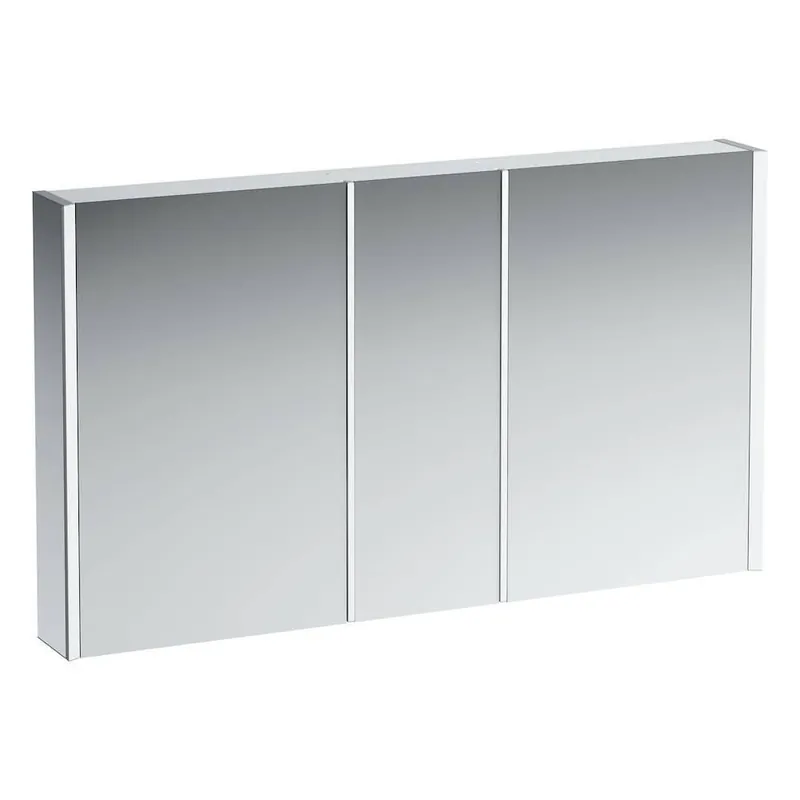 Zrcadlová skříňka 130x75x15 cm Laufen FRAME 25, osvětlení LED, senzor, zásuvka, hliník, bílá Betaalbaar